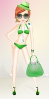 Plażowa modelka na zielono