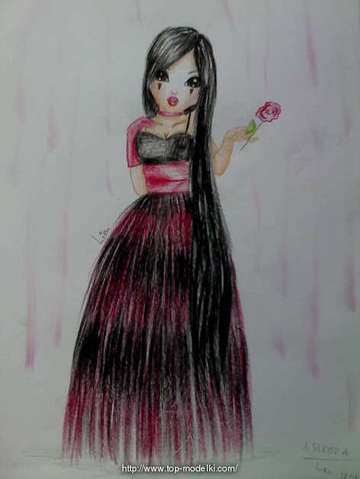 krwistoczerwona suknia z nutą czerni :D